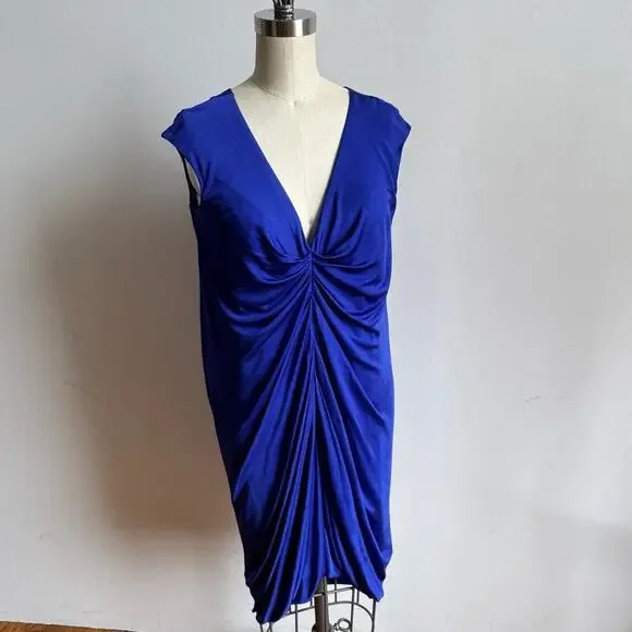ALEXANDER McQUEEN Blue Ruched Bodycon Dress